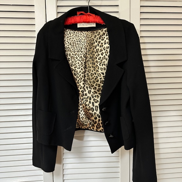 Louise Kennedy Wool Jacket Silk Leopard Print Lining Size 10 Runs Small - Picture 2 of 14